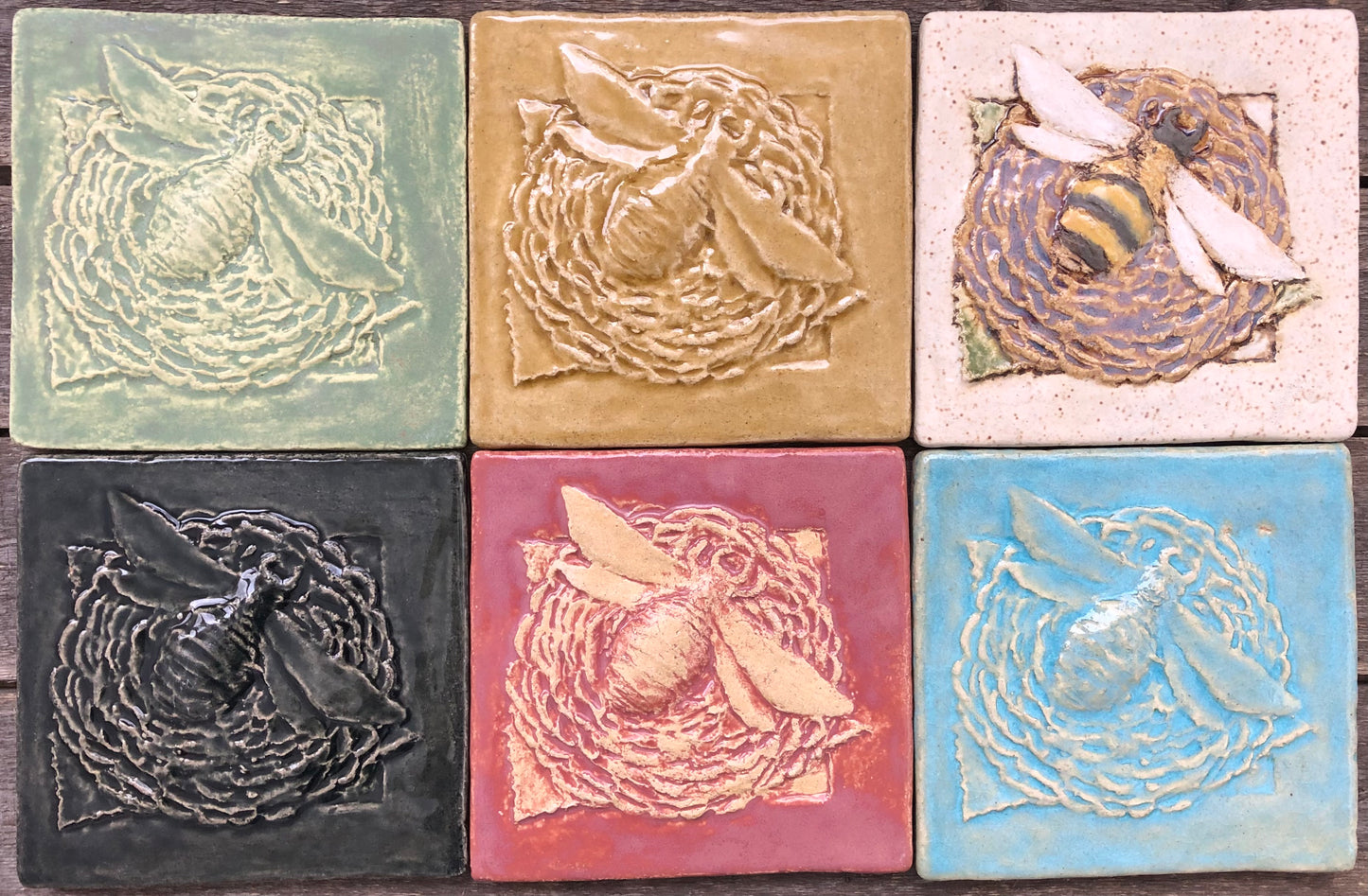 6"x 6" Bee and Dahlia