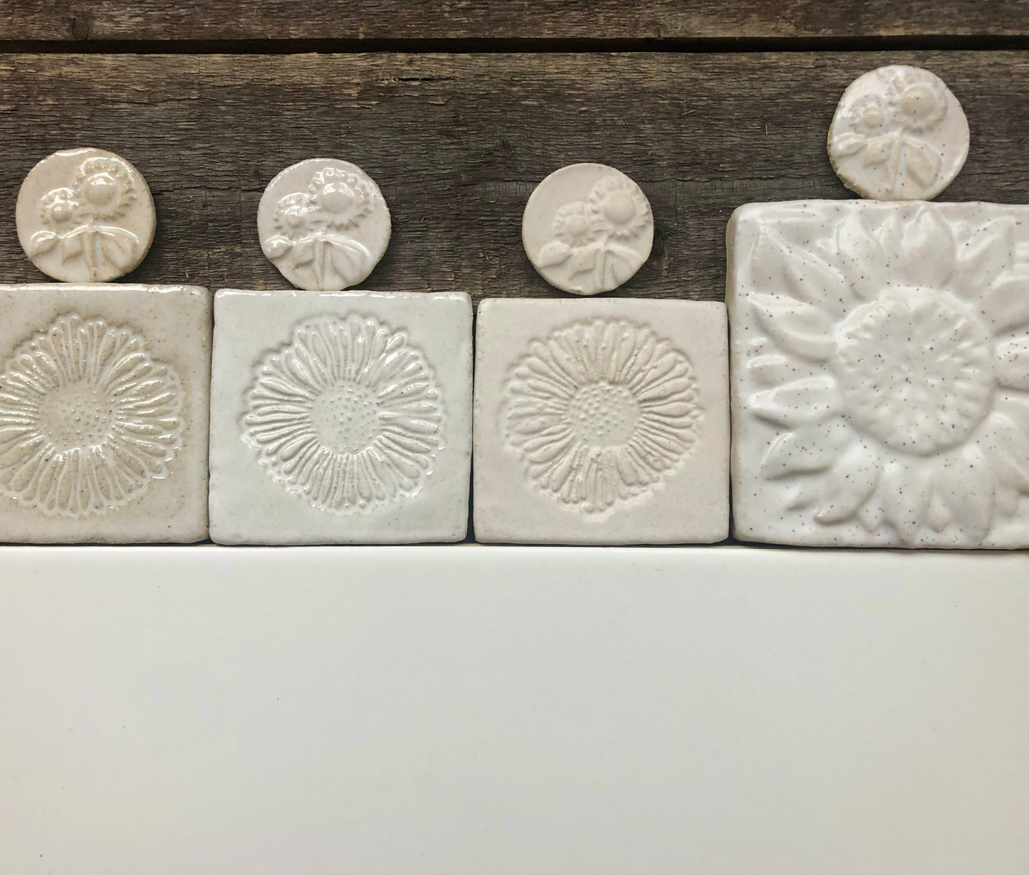 From L to R: Sandy Shallows, White Gloss, White Matte, Speckled Pony